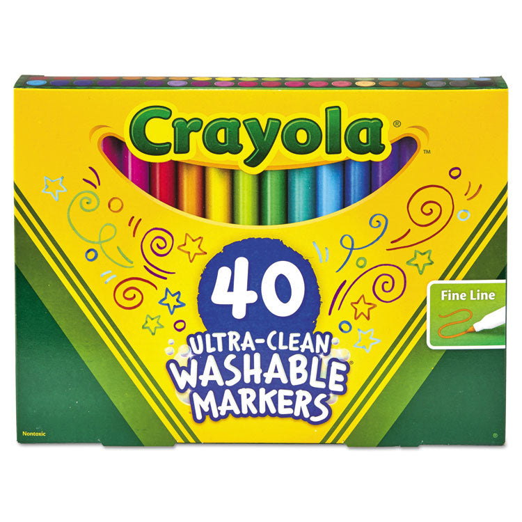 Ultra-Clean Washable Markers, Fine Bullet Tip, Assorted Colors, 40/set