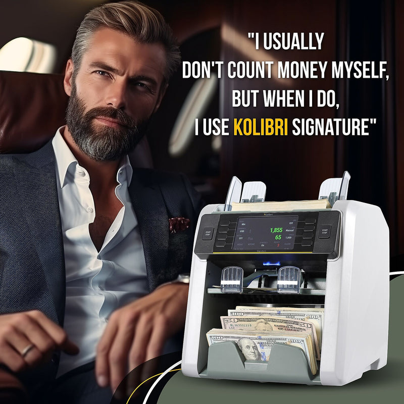 Kolibri Signature V2 Bill Counter, 2 Compartments, Light Gray (SIGNATURE V2)