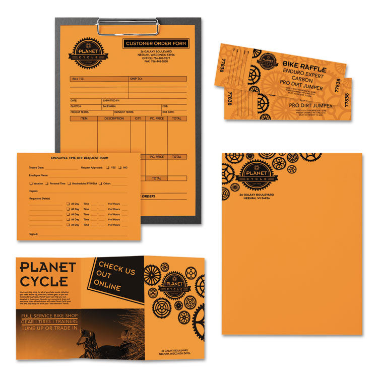 Color Paper, 24 lb Bond Weight, 11 x 17, Cosmic Orange, 500/Ream