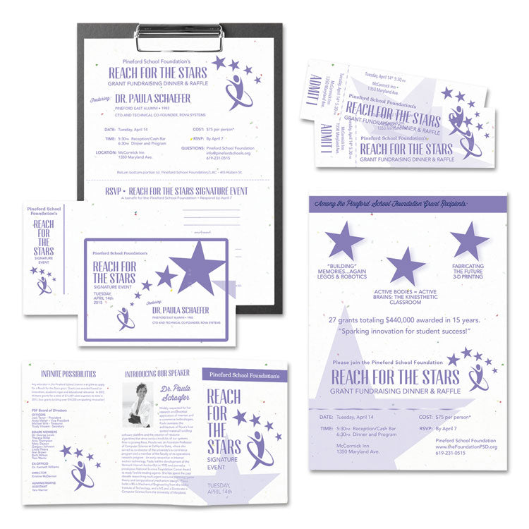Color Cardstock, 65 lb Cover Weight, 8.5 x 11, Stardust Flecked White, 250/Pack