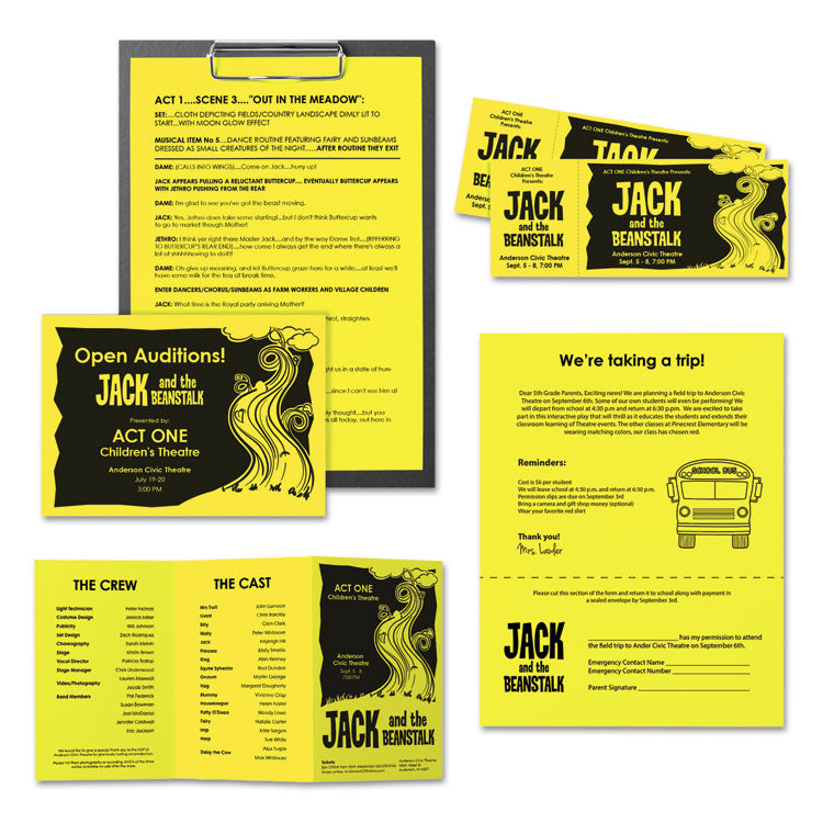 Color Paper, 24 lb Bond Weight, 8.5 x 11, Lift-Off Lemon, 500/Ream
