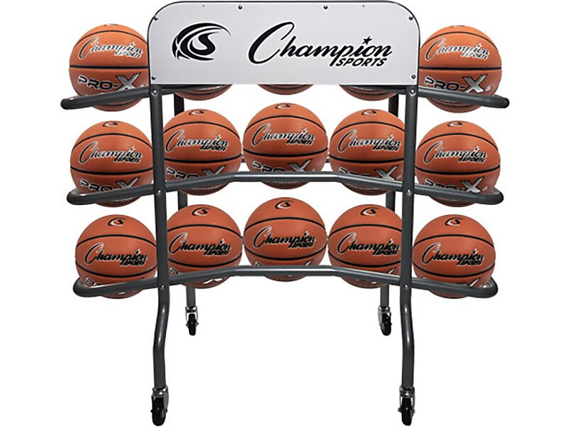 Champion Sports Pro 3-Tier Basketball Rack, Silver/White (CBR15)