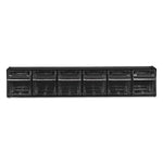 Tilt Bin Interlocking Multi-Bin Storage Organizer, 6 Sections, 23.63" X 3.63" X 4.5", Black/clear