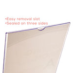 Superior Image Slanted Sign Holder with Front Pocket, 9w x 4.5d x 10.75h, Clear