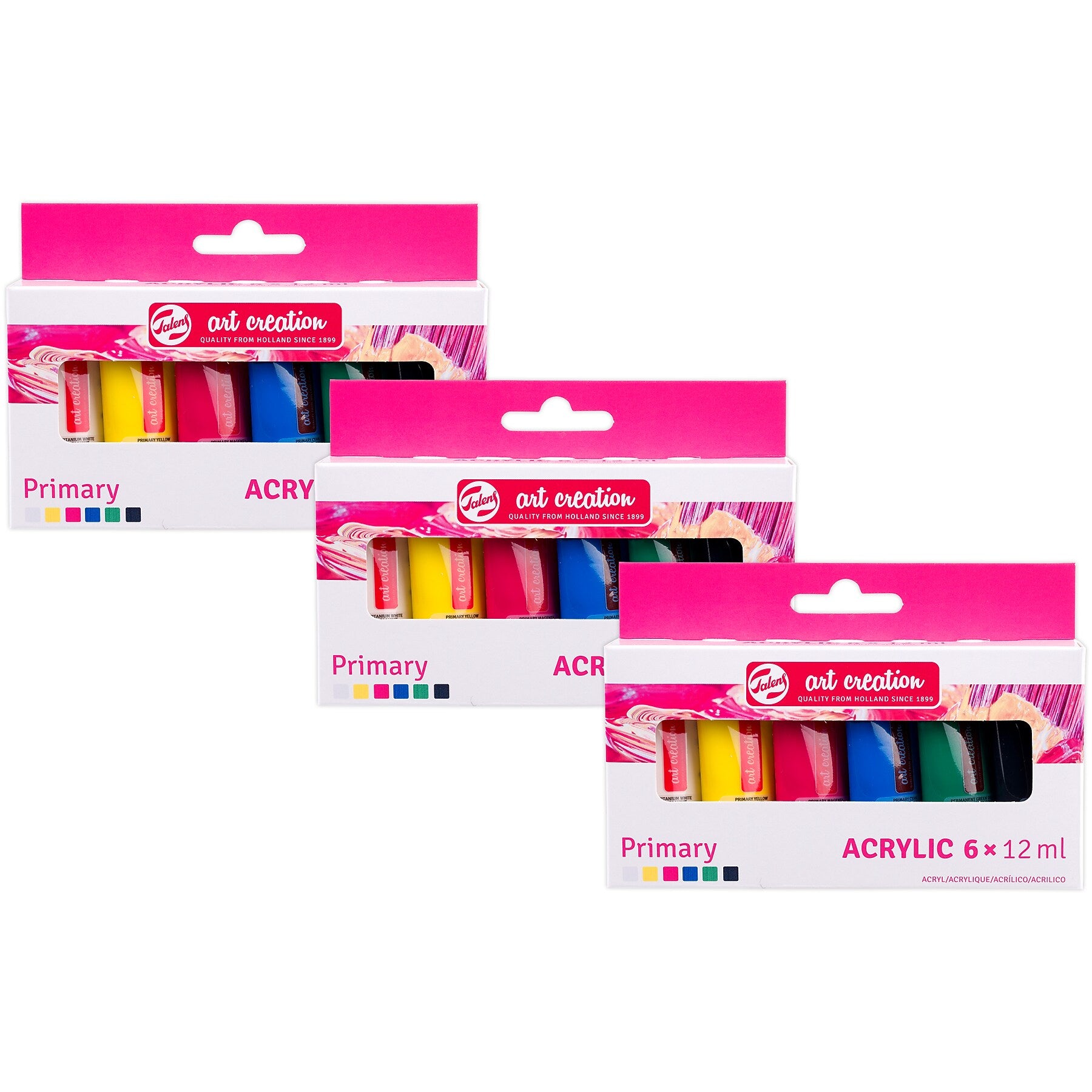 Talens Art Creation Acrylic Paint, Assorted Colors, 12mL, 6/Set, 3 Sets/Bundle (TLN9021860M-3)