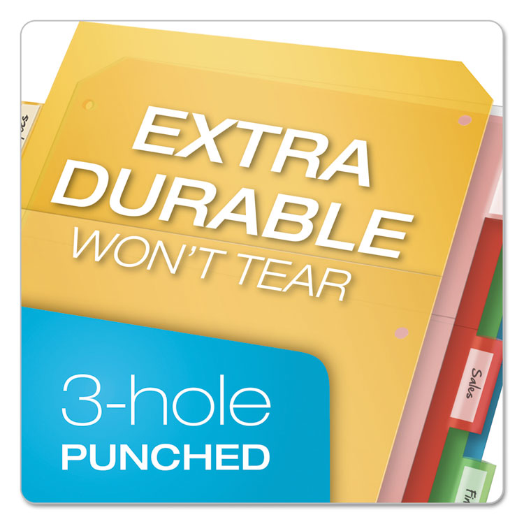Poly Ring Binder Pockets, 8.5 x 11, Letter, Assorted Colors, 5/Pack