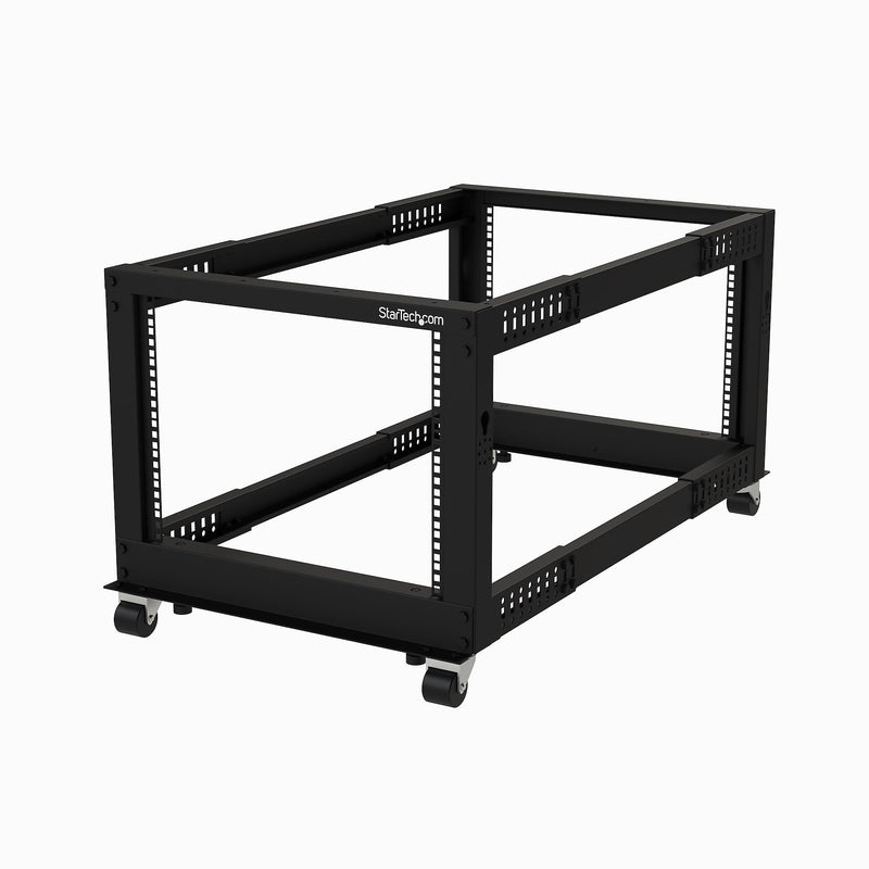 StarTech.com 4-Post Mobile Open Frame 8U Server Rack, Black, (4POSTRACK8U)