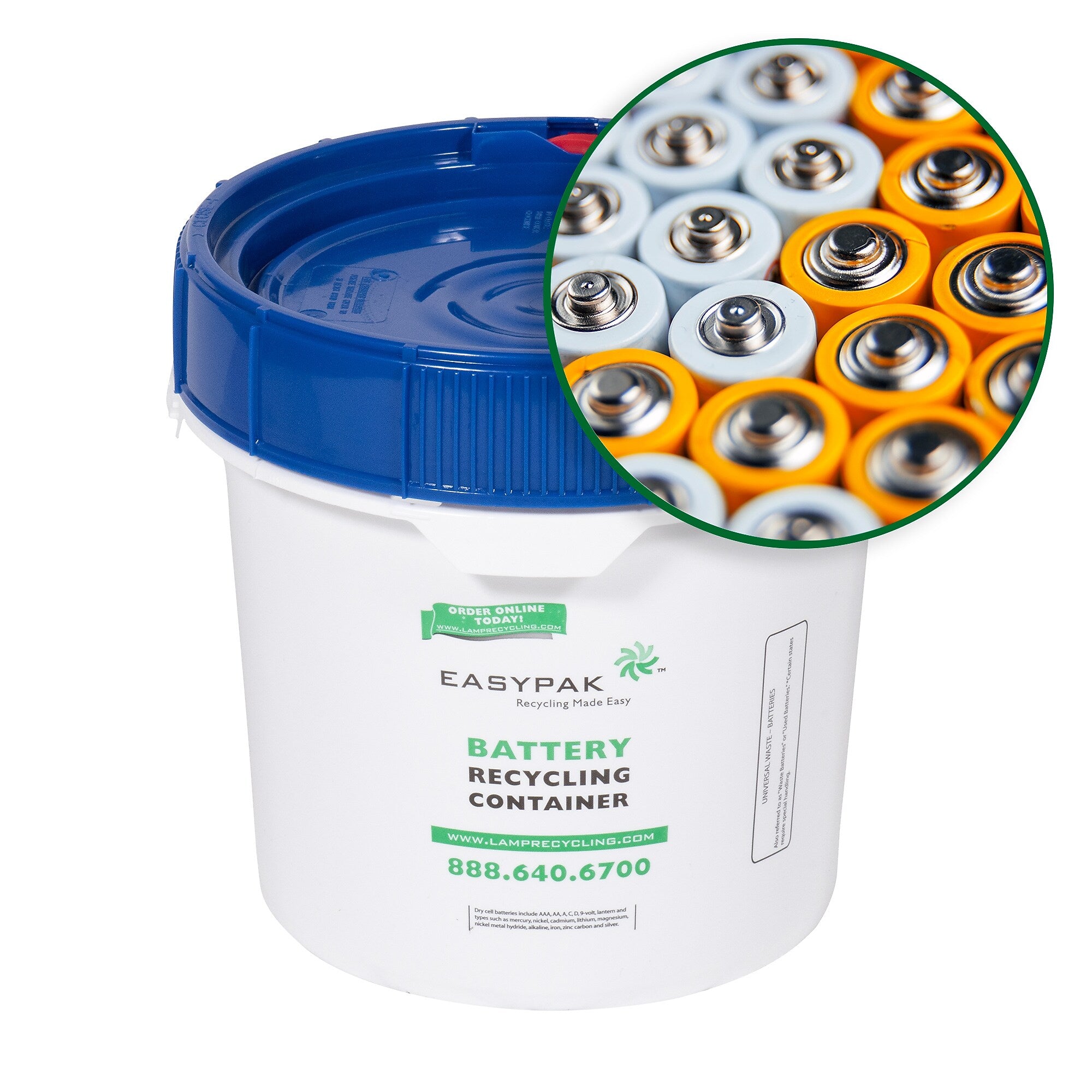 Terracycle Regulated Waste Plastic EasyPak Alkaline Battery Recycling Container, 0.6 Gallon, White (510-2600)