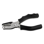 Eight-Sheet Handheld One-Hole Punch, 1/4" Holes, Metal With Rubber Grip, Black