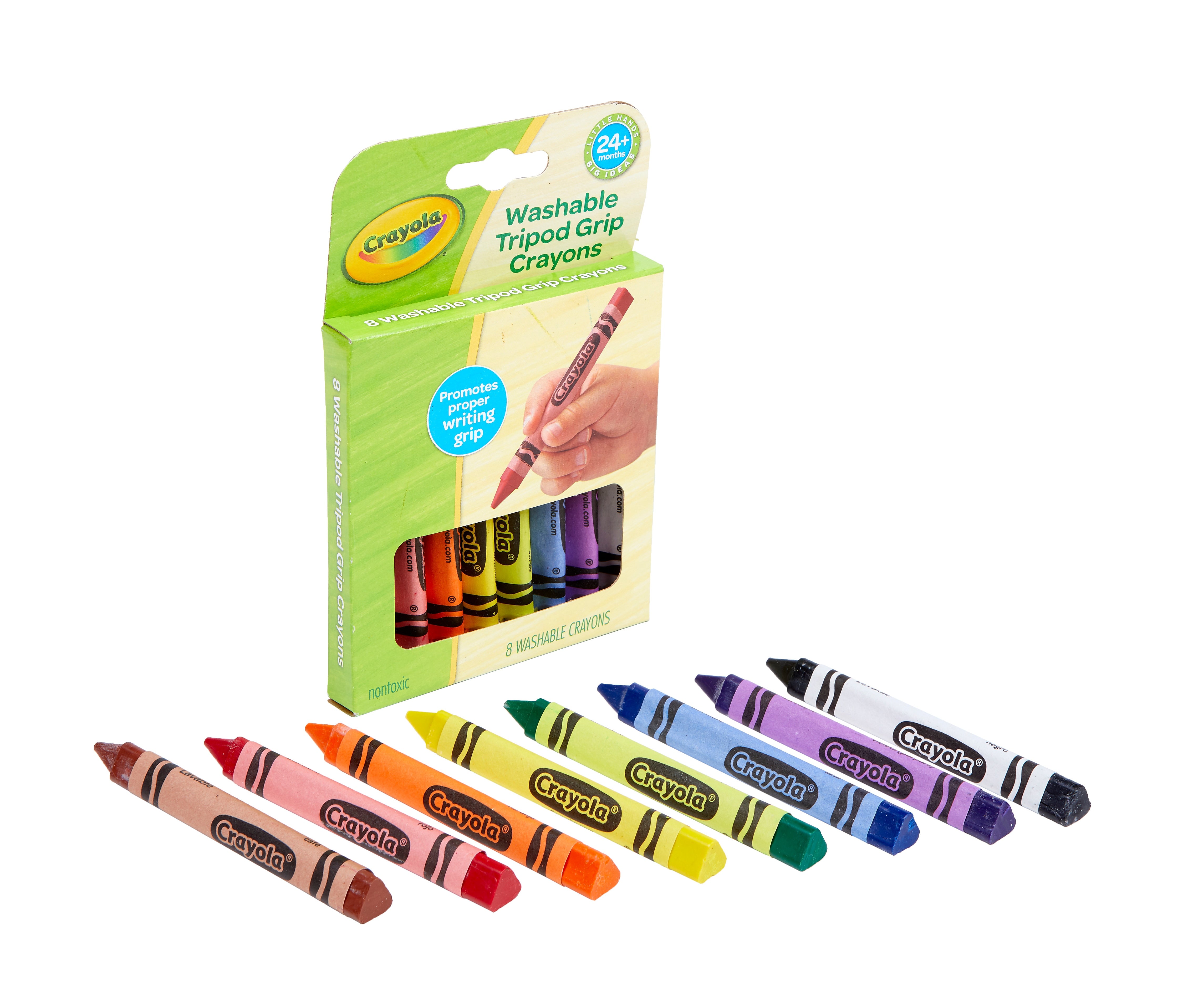 Crayola Washable Triangular Crayon, Assorted Colors, 8/Pack (81-1460)