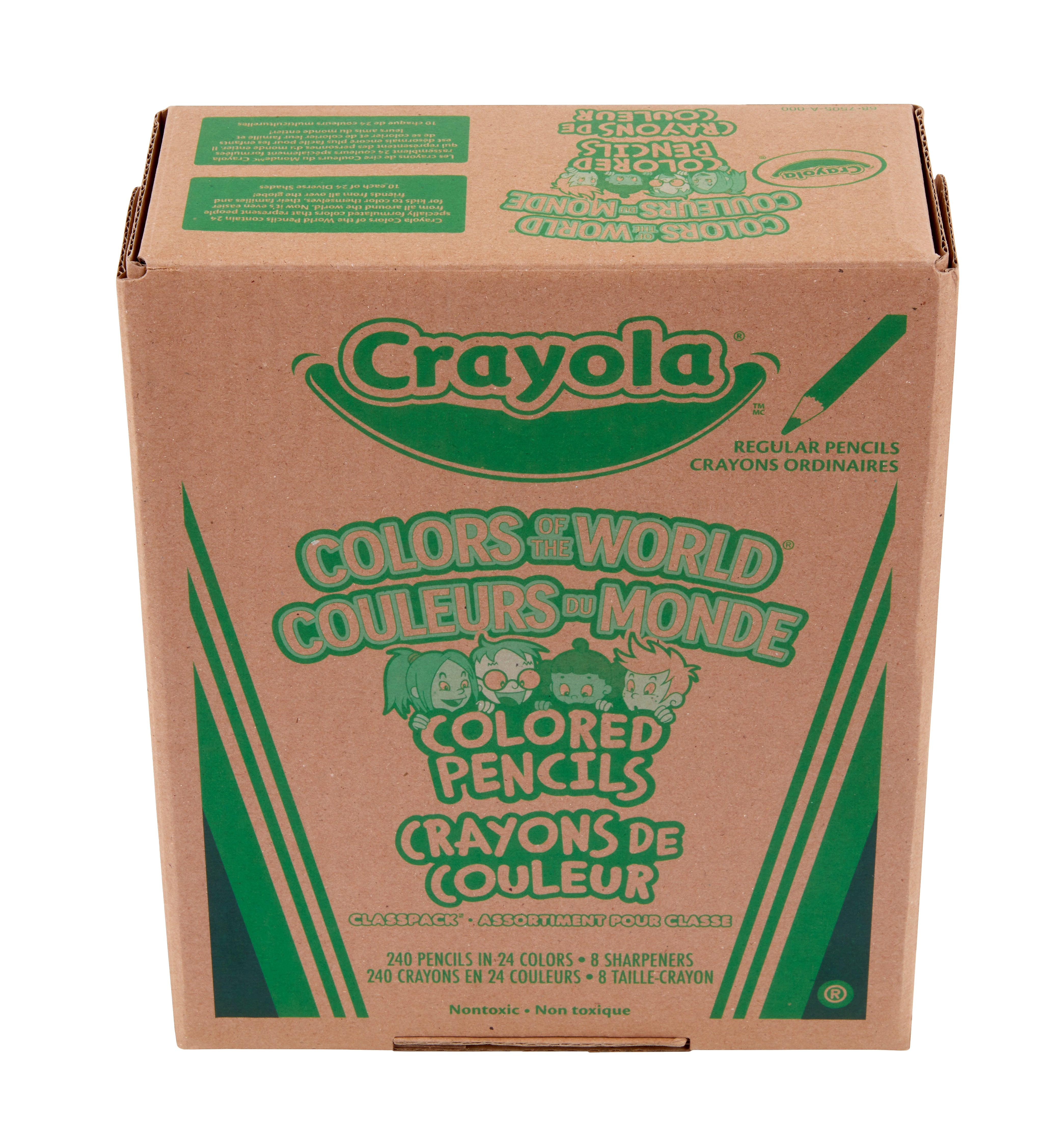 Crayola Colors of the World Kids' Colored Pencils, Assorted Colors, 24 Pencils/Pack, 10 Packs/Box (682023)