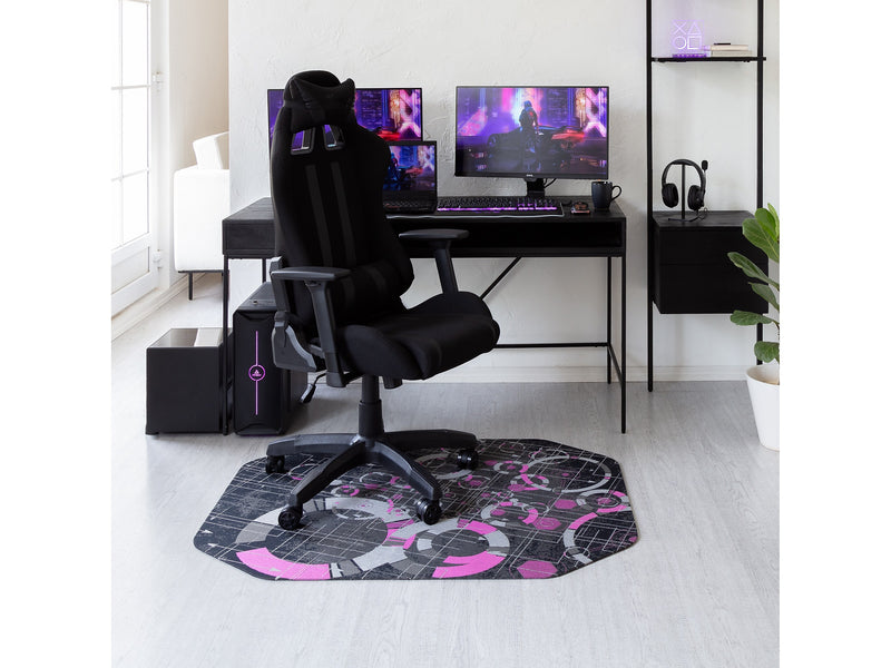 Anji Mountain Rug'd Refracted Carpet & Hard Floor Gaming Chair Mat, 36" x 48", Gray/Purple (AMB9113)