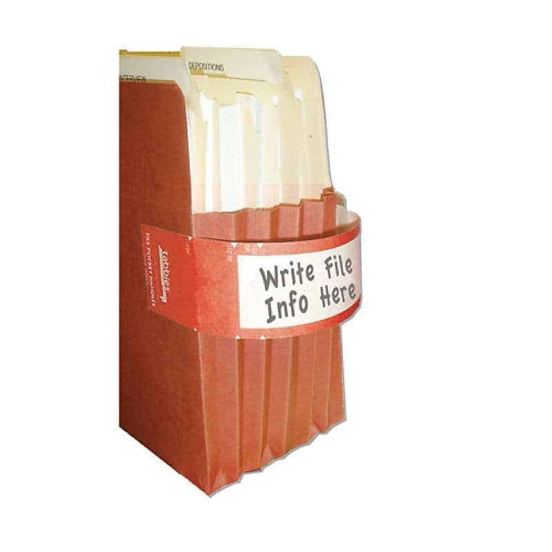 Tabbies 9 5/8" x 2" File Pocket Handle, Red/White, 48/Pack