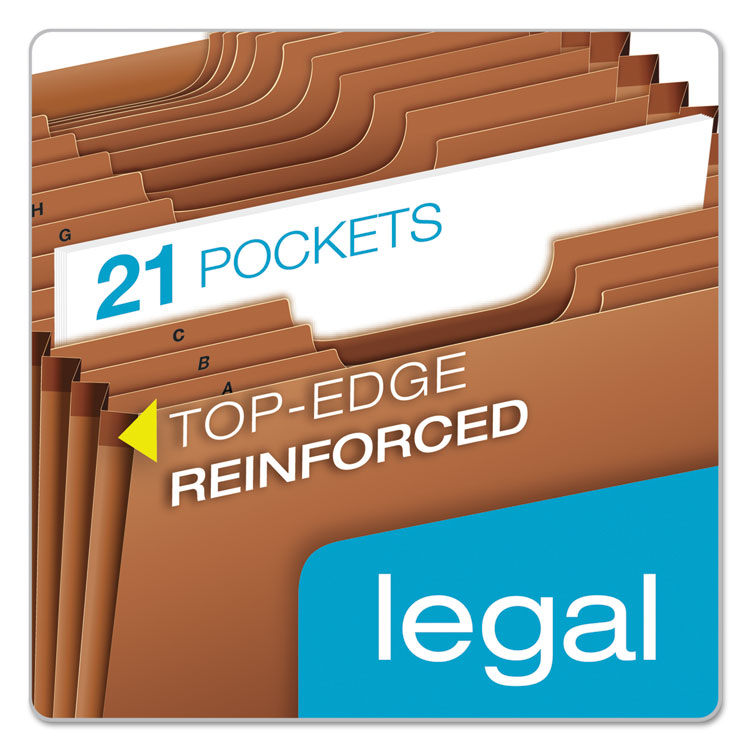 Heavy-Duty Open-Top Expanding Stadium File, 21 Sections, 1/3-Cut Tabs, Legal Size, Redrope