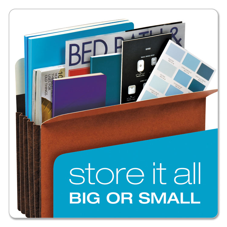 Heavy-Duty File Pockets, 7" Expansion, Letter Size, Redrope, 5/box
