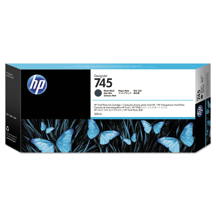 HP 745, (F9K05A) Matte Black Original Ink Cartridge, 5/Carton