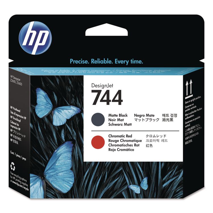 HP 744 (F9J88ACT) Chromatic Red/Matte Black Printhead, 24/Carton