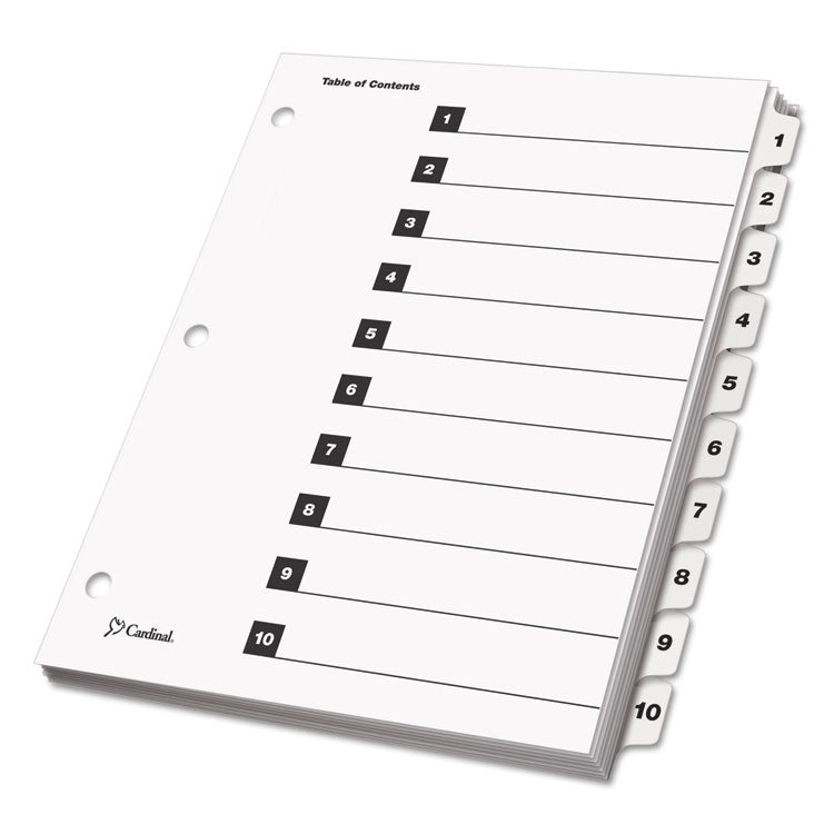 OneStep Printable Table of Contents and Dividers, 10-Tab, 1 to 10, 11 x 8.5, White, White Tabs, 1 Set