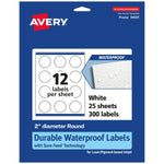 Avery Laser/Inkjet Round Multipurpose Labels, 2" Dia., White, 300 Labels/Pack (94501)