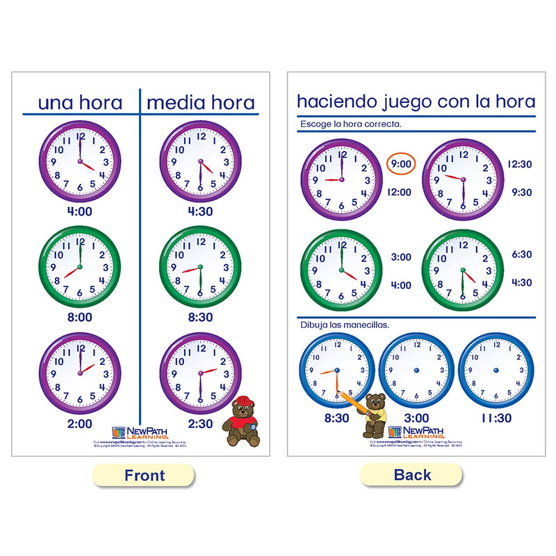 NewPath Learning Time & Money Wall Charts, Spanish Edition, 6/Set (NP-930325)