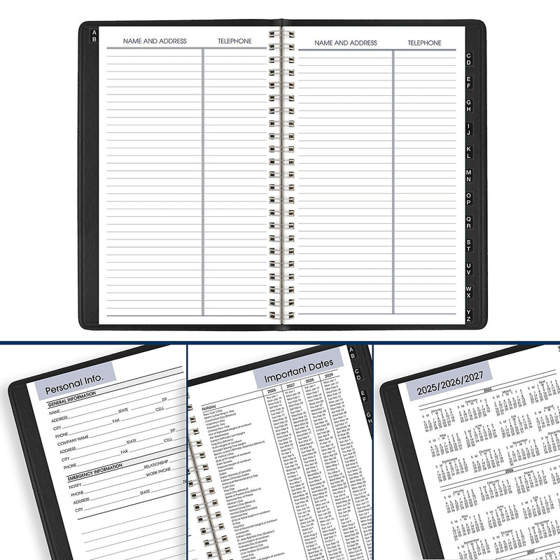 2026 AT-A-GLANCE DayMinder 5" x 8" Weekly Appointment Book, Faux Leather Cover, Black (G210-00-26)