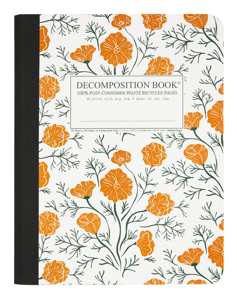 Decomposition California Poppies 1-Subject Composition Notebooks, College Ruled, 80 Sheets, Multicolored (40635)
