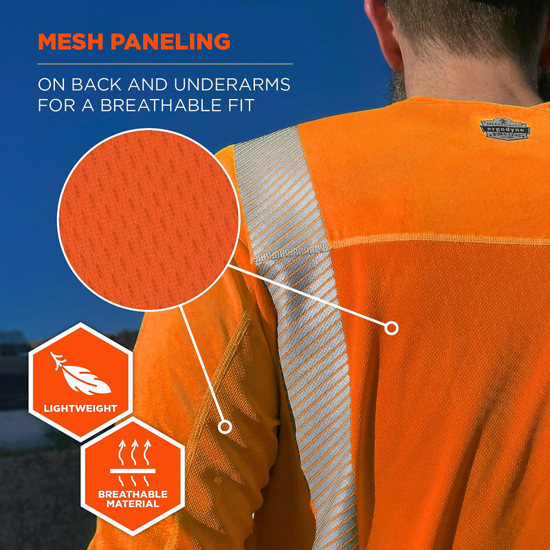 Chill-its 6688 High Visibility Long Sleeve T-Shirt, ANSI Class R2, Orange, Medium (12231)