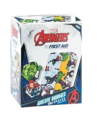 SmileMakers Stat Strip Marvel Avengers 3/4" x 3" Adhesive Bandages, Assorted, 100 Bandages/Box (BAN148)