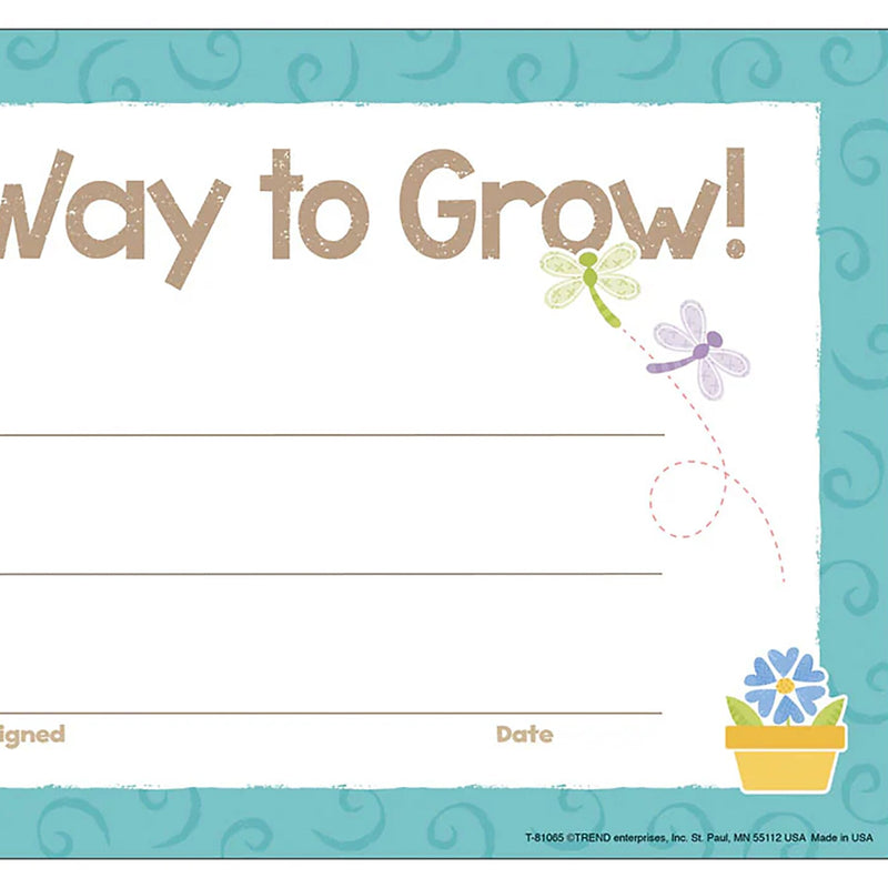 Trend Enterprises Way to Grow Good to Grow Recognition Award, 5.5" x 8.5", Multicolored, 30/Pack, 3 Packs/Bundle (T-81065-3)