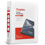Staples Mini 1" 3-Ring View Binder, White (55408/26457)