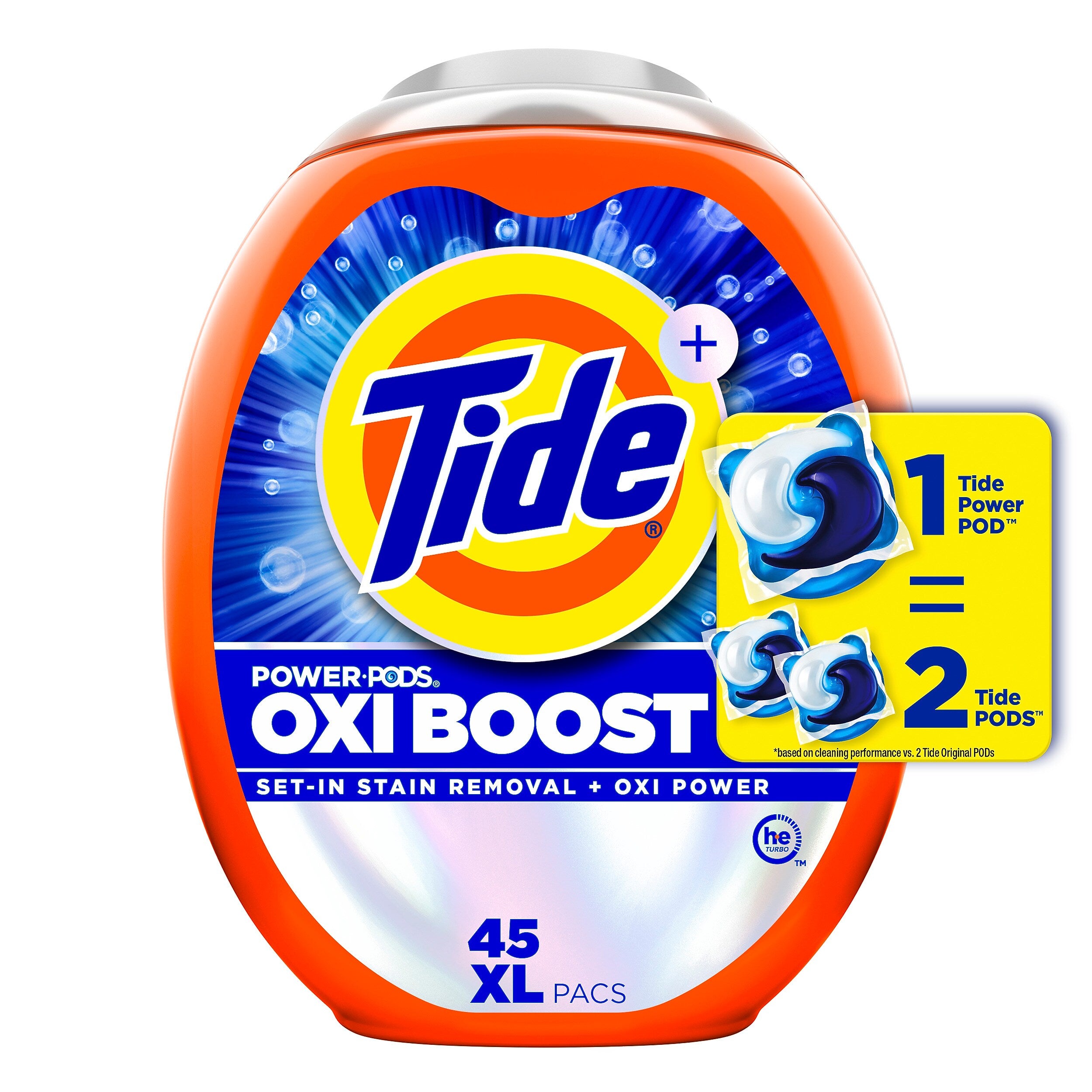 Tide Oxi Boost Power PODS HE Laundry Detergent, 45 Capsules (17124)