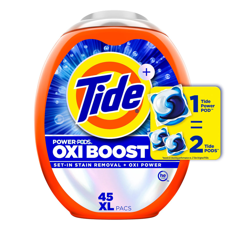 Tide Oxi Boost Power PODS HE Laundry Detergent, 45 Capsules (17124)