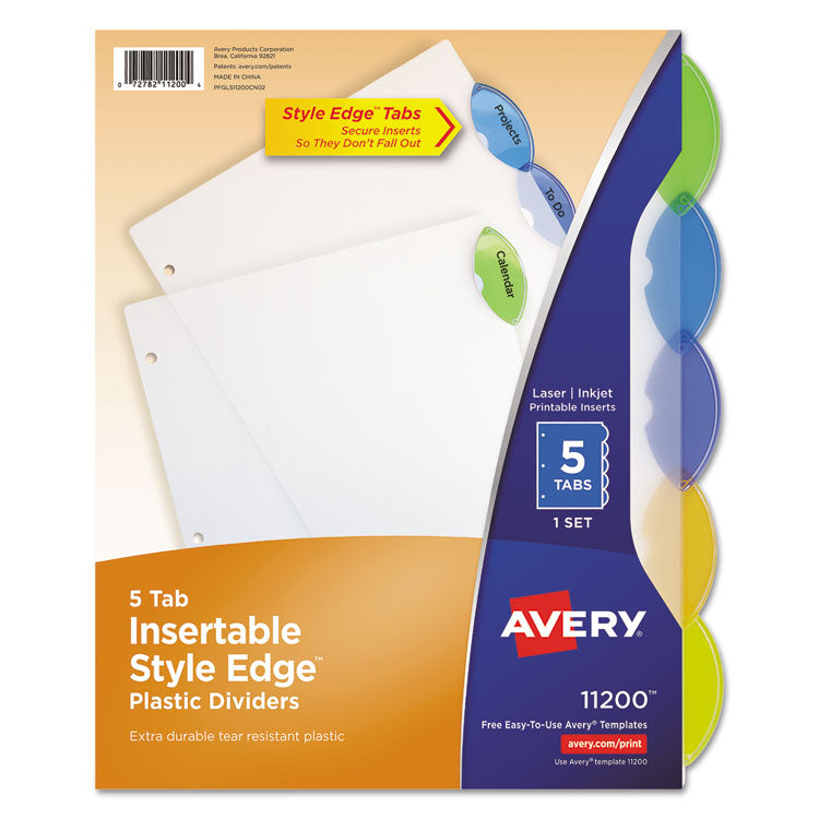 Insertable Style Edge Tab Plastic Dividers, 5-Tab, 11 X 8.5, Translucent, 1 Set