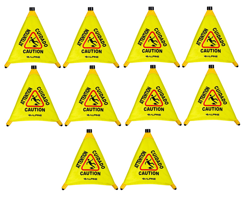 Alpine Industries Caution Wet Floor Sign, Yellow, 10/Pack (ALP498-20-10PK)