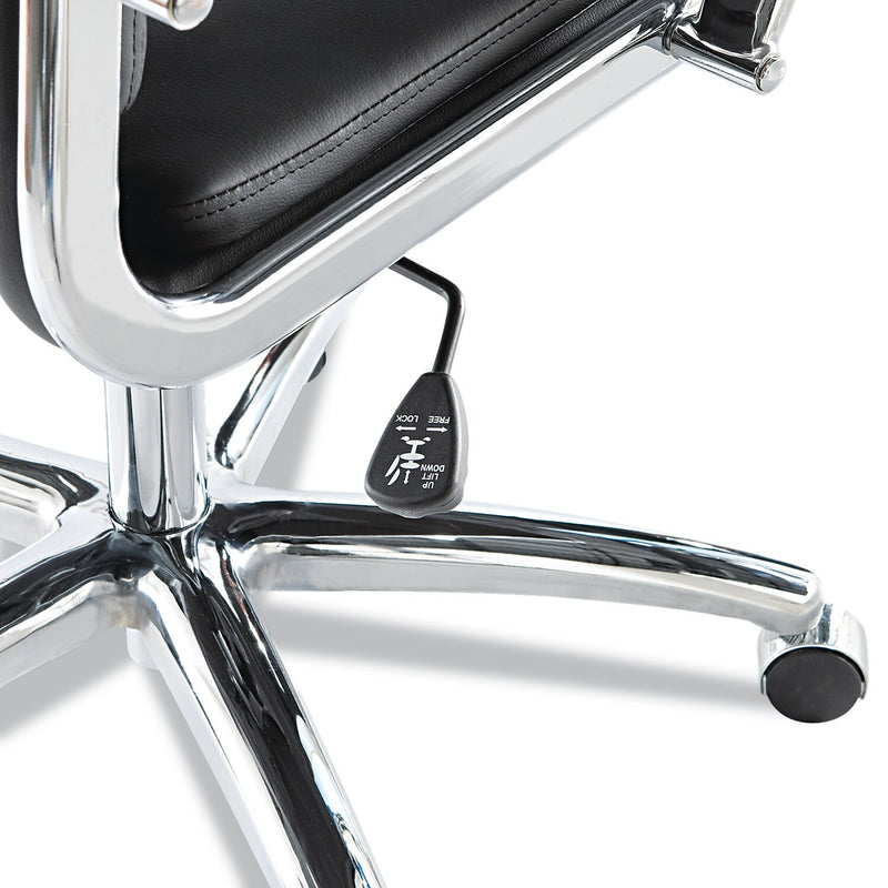 Neratoli High-Back Swivel/Tilt Chair , Black Soft-Touch Leather , Chrome Frame