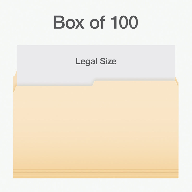 Pendaflex Heavy Duty File Folder, 1-Tab, Assorted, Legal Size, Manila, 100/Box (1007052)