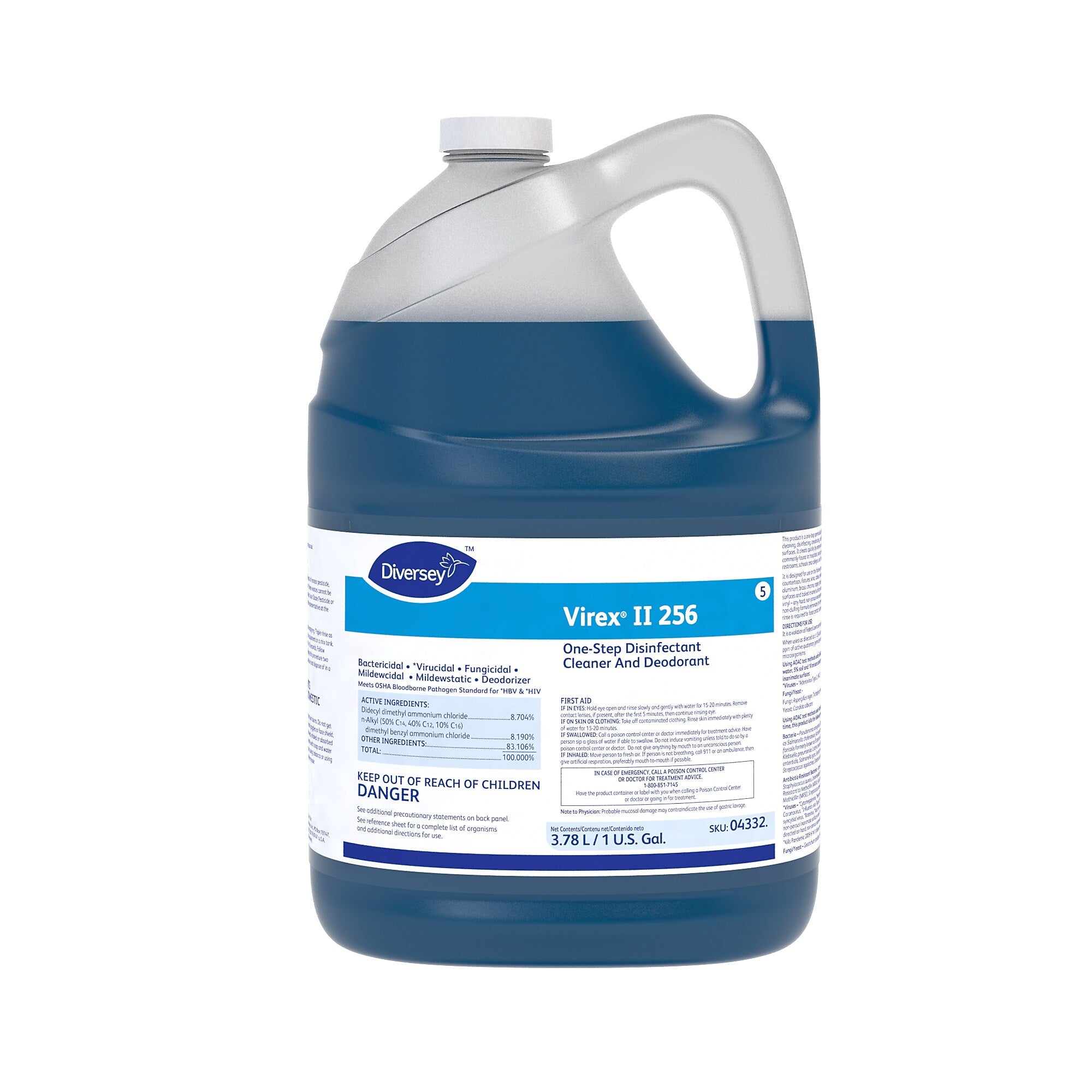 Virex II 256 Cleaner Disinfectants, Mint, 128 oz., 4/Carton (04332)