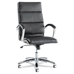 Neratoli High-Back Swivel/Tilt Chair , Black Soft-Touch Leather , Chrome Frame