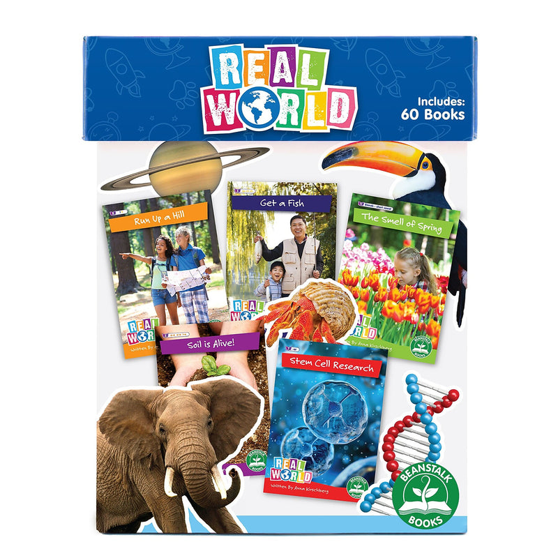 Beanstalk Books Decodable Readers, Real World Readers Boxed Set, 60/Set