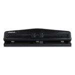 12-Sheet Deluxe Two- And Three-Hole Adjustable Punch, 9/32" Holes, Black
