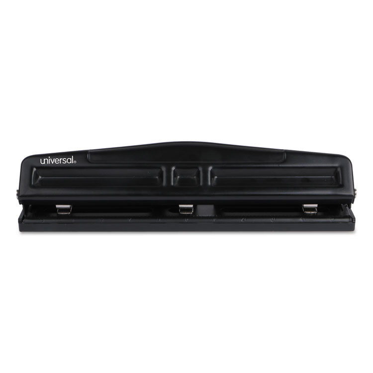 12-Sheet Deluxe Two- And Three-Hole Adjustable Punch, 9/32" Holes, Black
