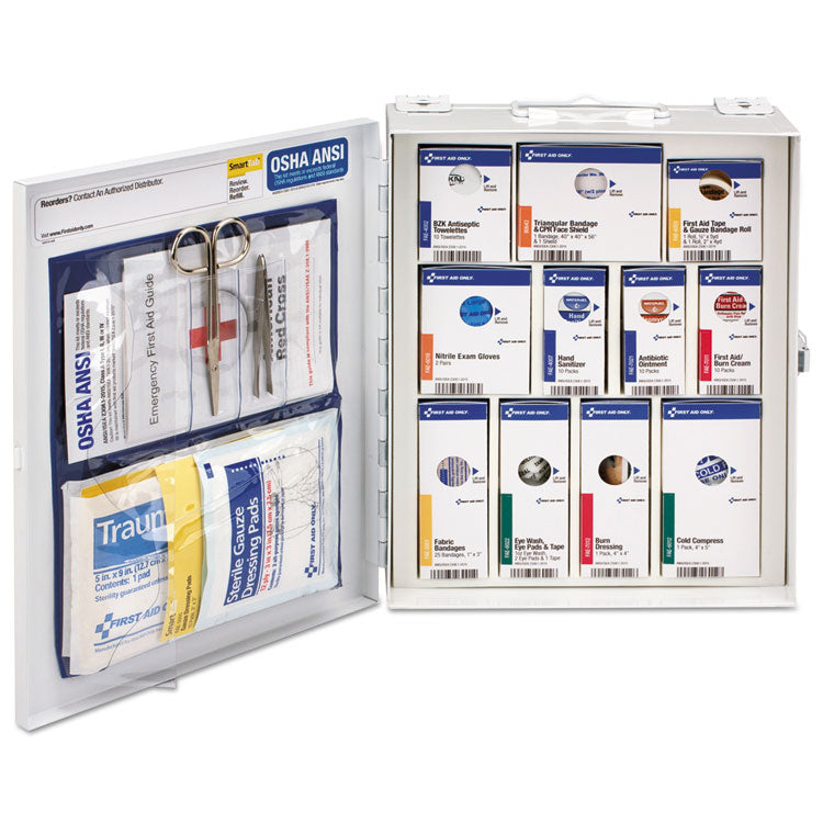 SmartCompliance General Business First Aid Station, No Meds, 25 People, 94 Pieces, Metal Case