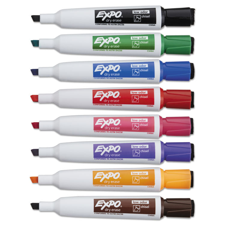 Magnetic Dry Erase Marker, Broad Chisel Tip, Assorted Colors, 8/pack