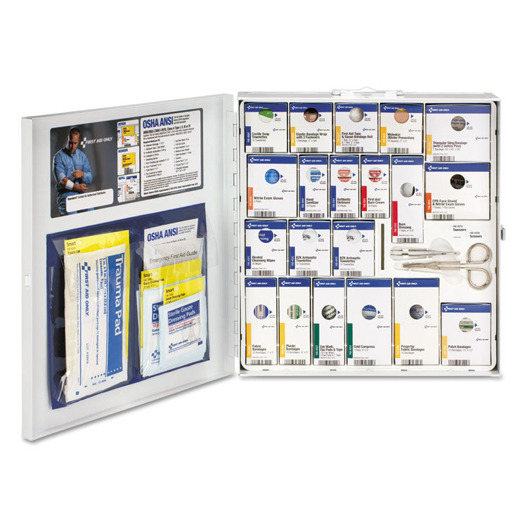 SmartCompliance General Business First Aid Station for 50 People, No Medication, 202 Pieces, Metal Case