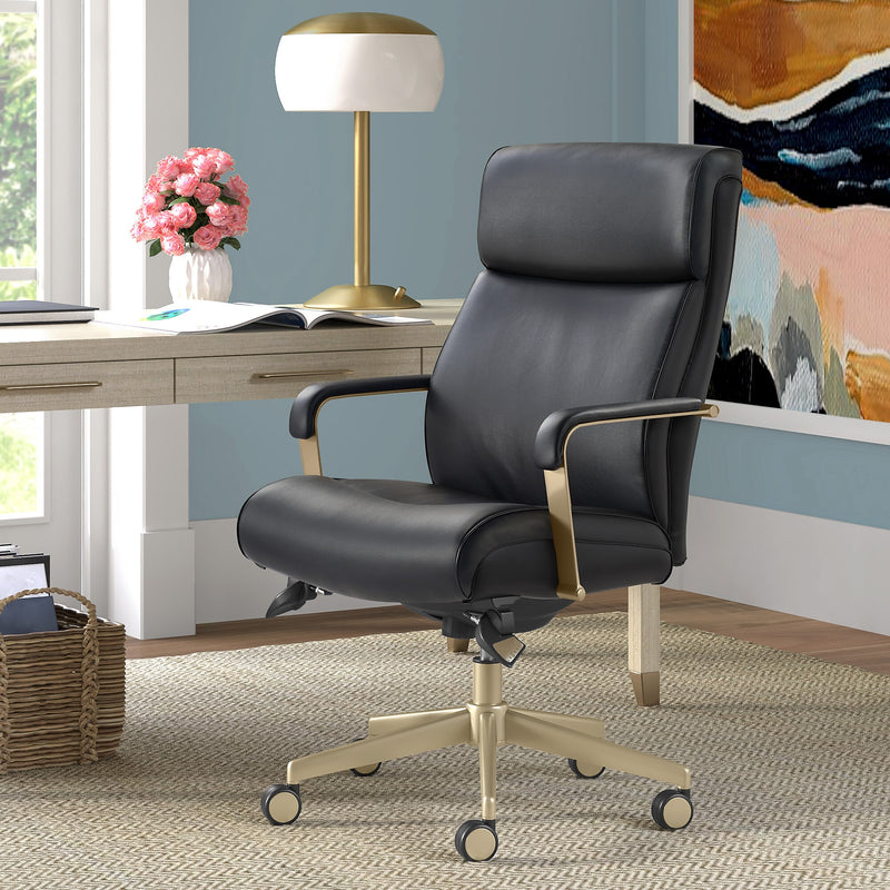 La-Z-Boy Melrose Ergonomic Bonded Leather Swivel Executive Chair, Black (CHR10084A)