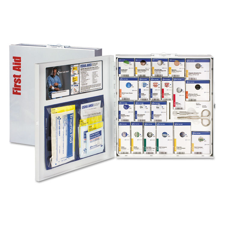 SmartCompliance General Business First Aid Station for 50 People, No Medication, 202 Pieces, Metal Case