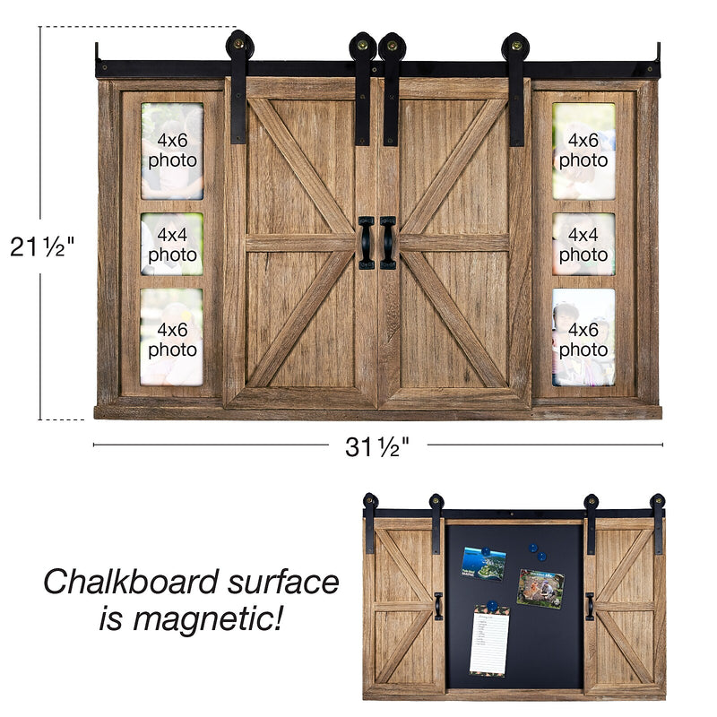 Excello Global Products Rustic Wood Chalkboard with Four 4"x6" Hideaway Photos (EGP-HD-0148)
