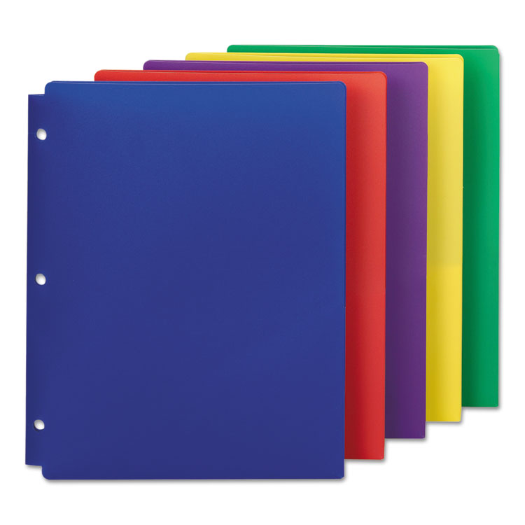 Poly Snap-In Two-Pocket Folder, 50-Sheet Capacity, 11 X 8.5, Assorted, 10/pack