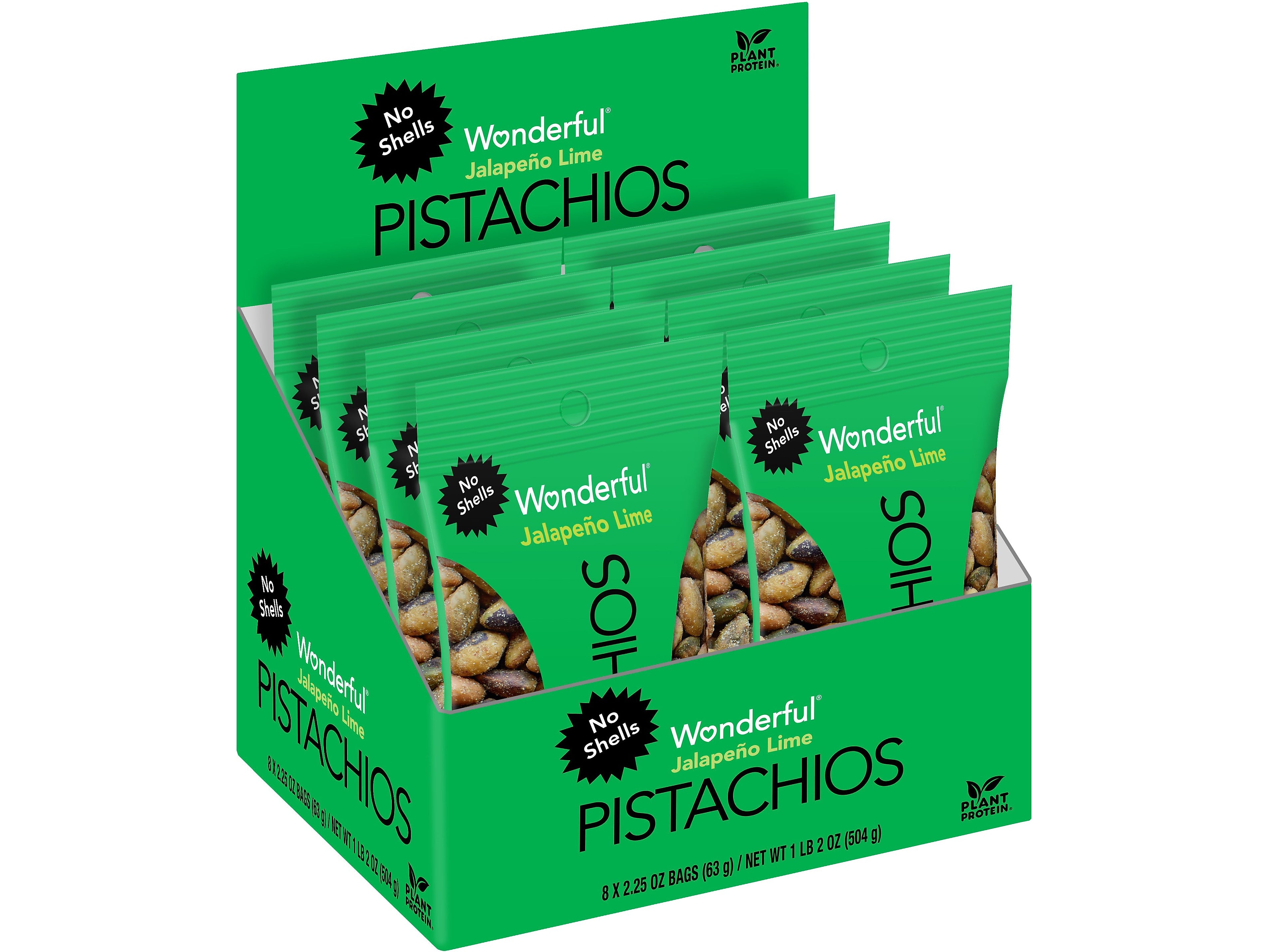 Wonderful Pistachios Salted Jalapeno Lime, 2.25 oz., 8 Bags/Box (JL0146A25M)