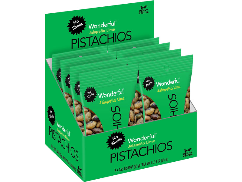 Wonderful Pistachios Salted Jalapeno Lime, 2.25 oz., 8 Bags/Box (JL0146A25M)